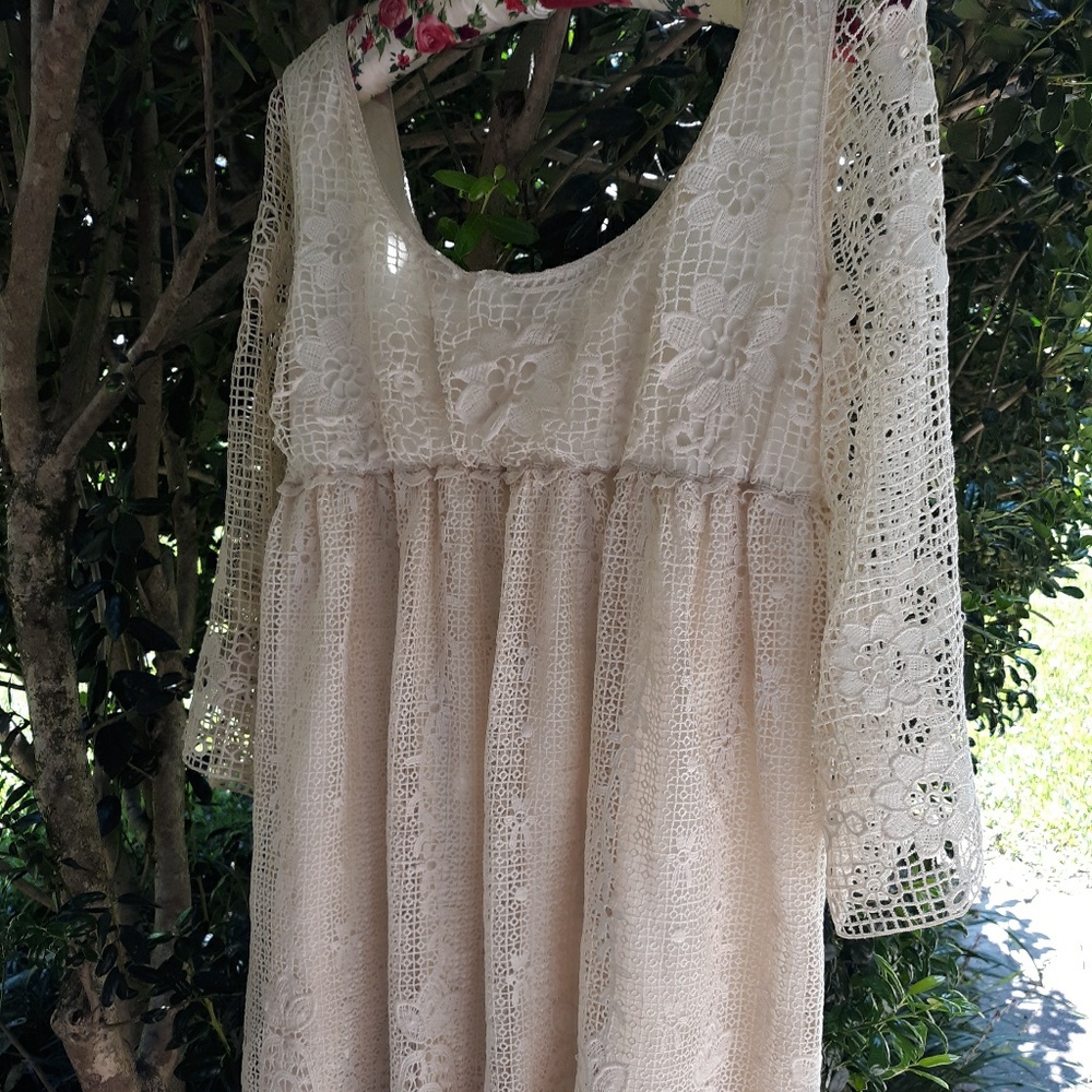 SOIEBLU RENAISSANCE LACE DRESS/TUNIC, NATURAL